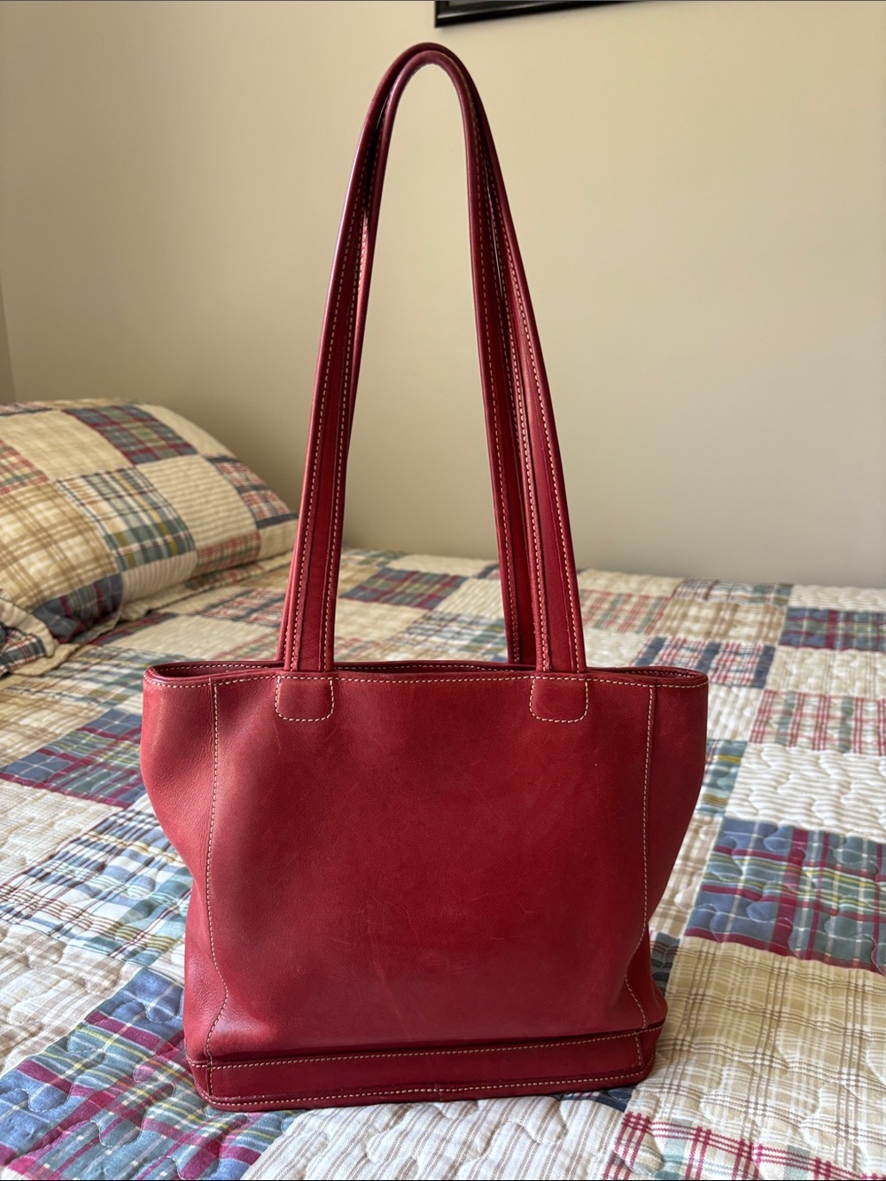Coach Red Leather Shoulder Tote